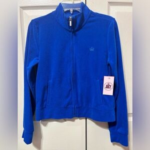 JUICY COUTURE Women’s Royal Blue Splash Zip Up Jacket French Terry NWT Size M